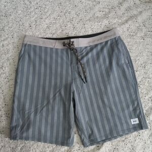 Katin Blue-Gray Vertical Stripe Men's  Board Shorts Sport Swim Size 34 NWOT